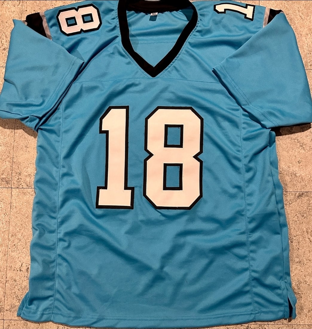 Jalen Coker Carolina Panthers Autographed Custom Football Jersey Beckett Hologram - 3