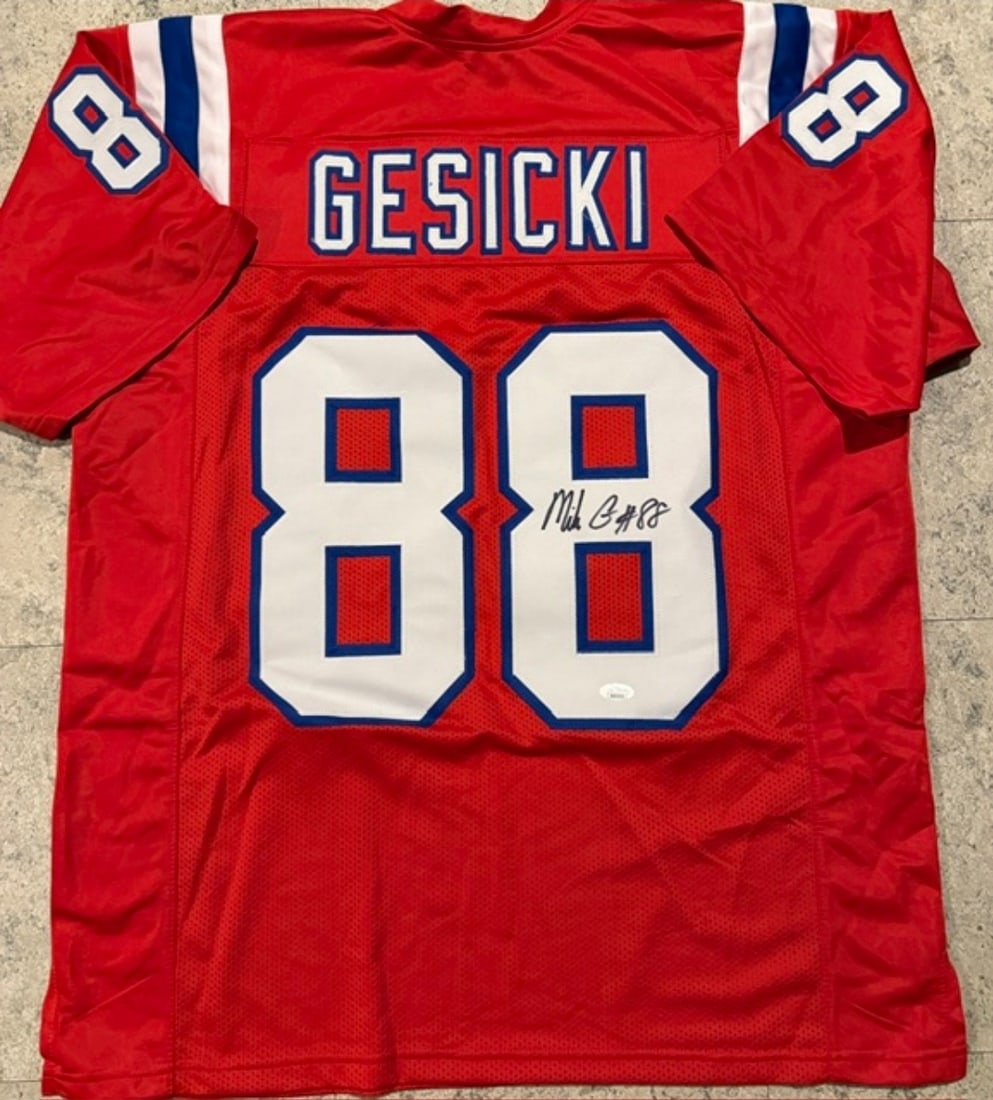Mike Gesicki New England Patriots Autographed Custom Football Jersey JSA Sticker ONLY: Mike Gesicki New England Patriots Autographed Football Style Jersey JSA Sticker ONLY (THERE IS NO COA CARD WITH THIS JERSEY) - Autograph Location & coa # may vary JERSEY SIZE EXTRA LARGE - CUSTOM