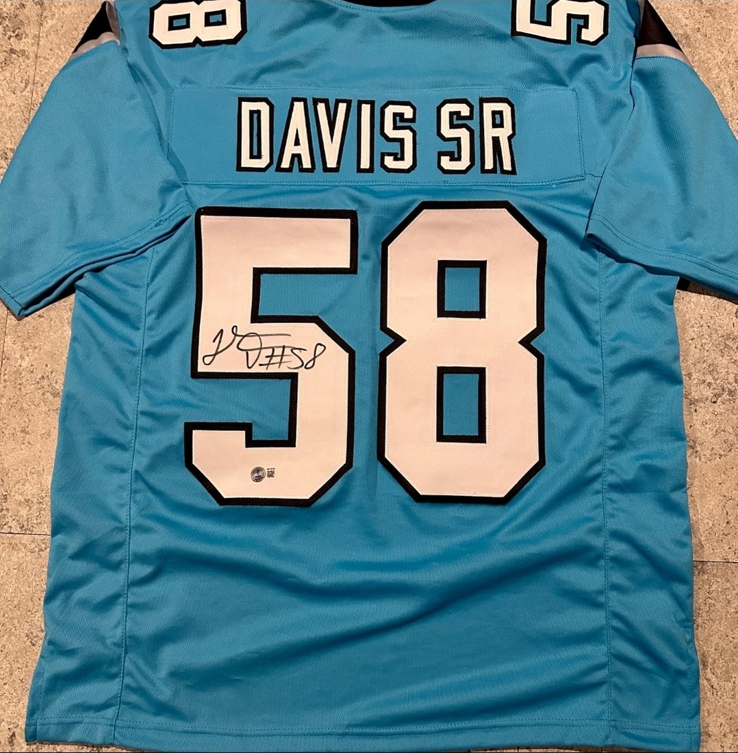 Thomas Davis Sr. Carolina Panthers Autographed Custom Football Jersey Beckett Hologram: Thomas Davis Sr. Carolina Panthers Autographed Custom Football Jersey Beckett QR HOLOGRAM (THERE IS NO COA CARDS WITH QR CODE HOLGRAMS - SCAN QR CODE WITH CAMERA TO VERIFY AUTHENTICITY) - Autograph Lo