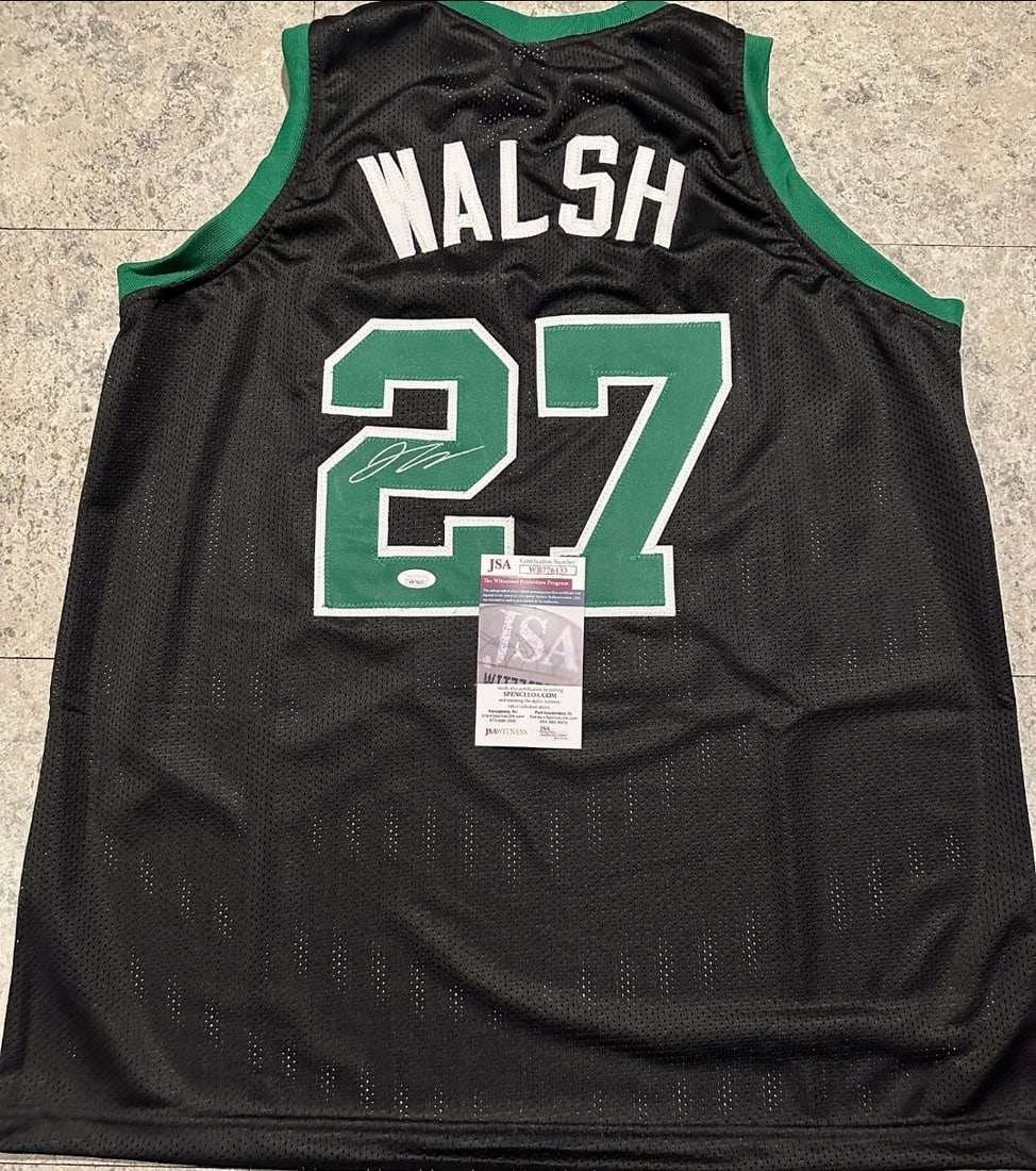 Jordan Walsh Boston Celtics Autographed Custom Basketball Style Jersey JSA W coa: Jordan Walsh Boston Celtics Autographed Custom Basketball Style Jersey JSA Witnessed coa - Autograph Location & coa # may vary JERSEY SIZE EXTRA LARGE - CUSTOM JERSEY MEANS NO LOGOS, NO TEAM NAMES, &