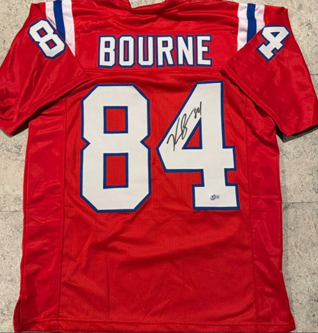 Kendrick Bourne New England Patriots Autographed Custom Football Jersey JSA Hologram: Kendrick Bourne New England Patriots Autographed Custom Football Jersey JSA Witnessed QR HOLOGRAM (THERE IS NO COA CARDS WITH QR CODE HOLGRAMS - SCAN QR CODE WITH CAMERA TO VERIFY AUTHENTICITY) - Auto