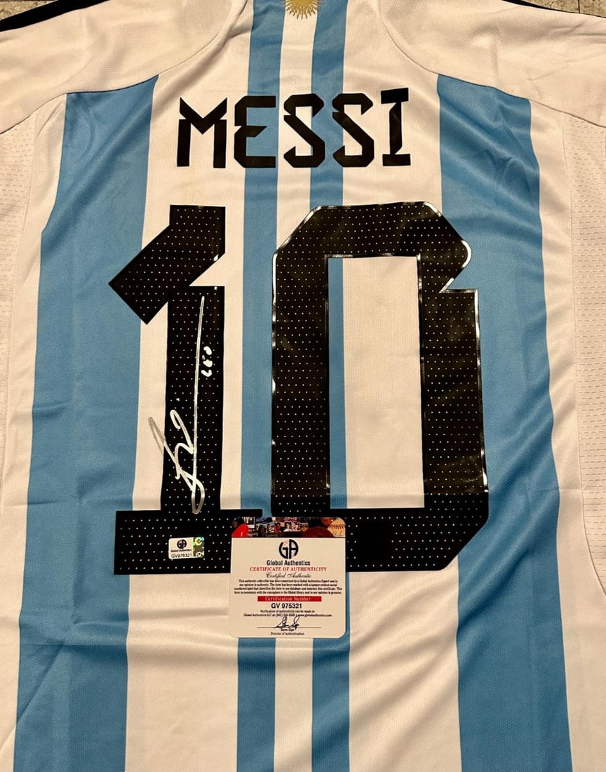 Lionel Messi Argentina Autographed 2022 Adidas FIFA World Cup Home Soccer Jersey coa - 2