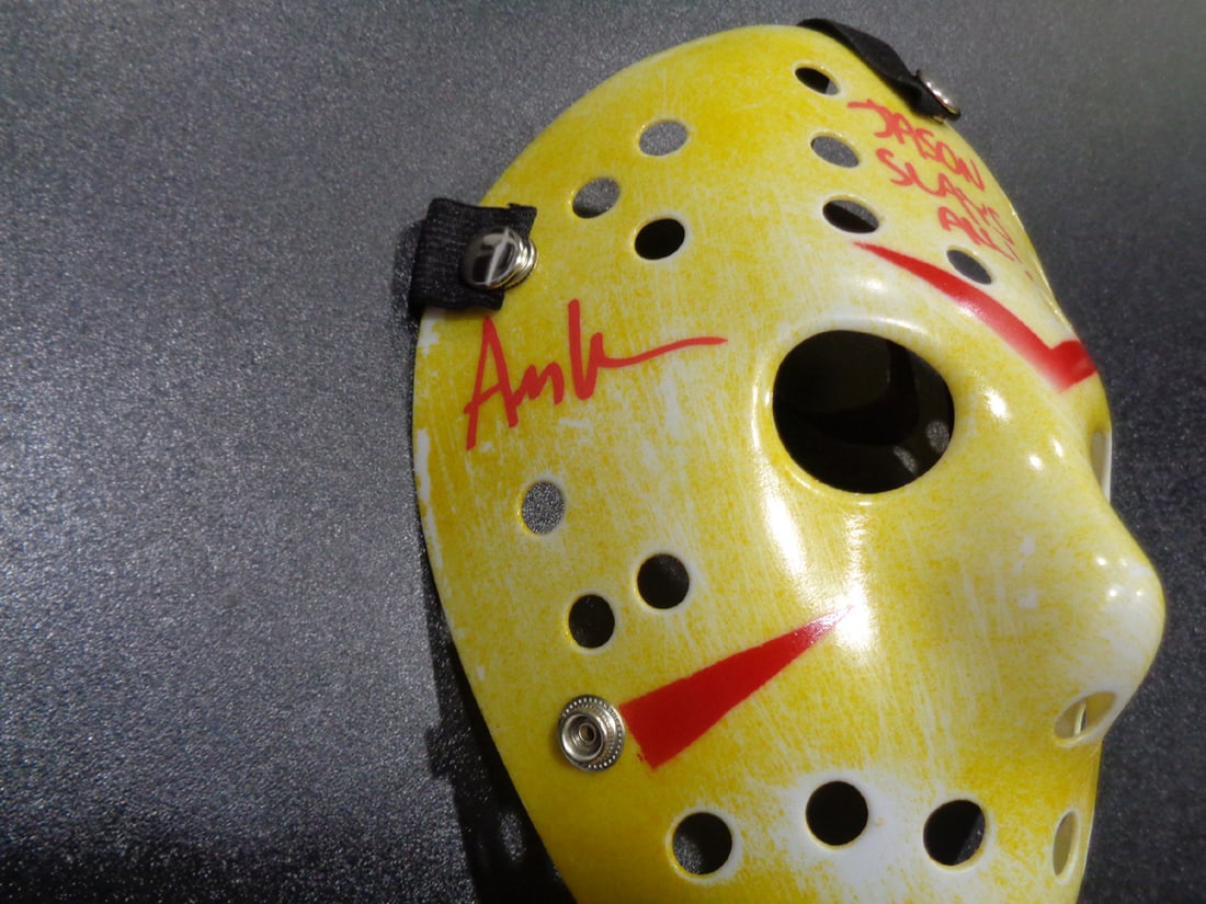 Ari Lehman JASON Friday the 13th Autographed & Inscribed Yellow Mask JSA coa - 2