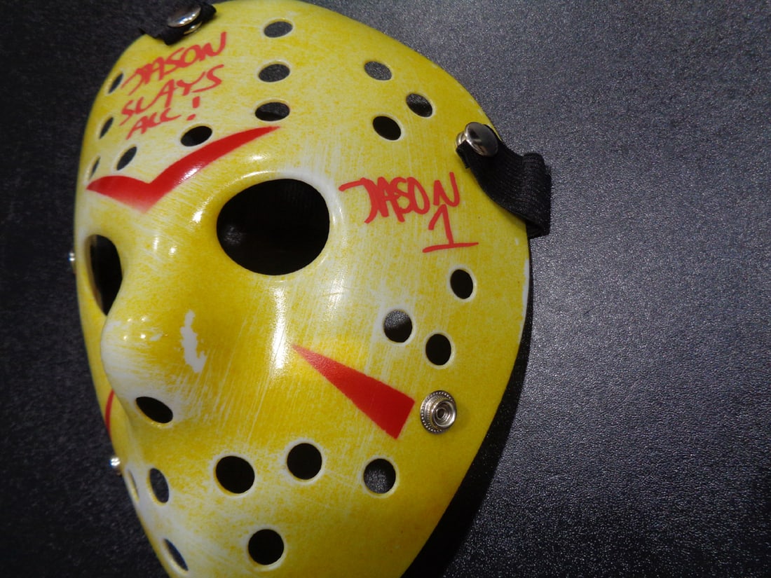Ari Lehman JASON Friday the 13th Autographed & Inscribed Yellow Mask JSA coa - 3