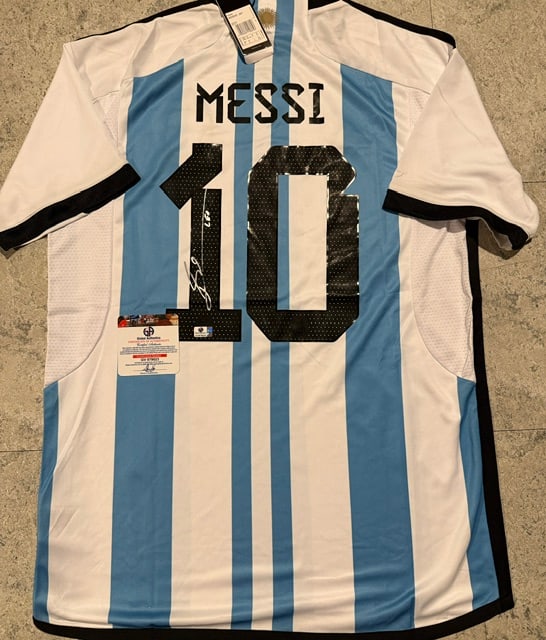 Lionel Messi Argentina Autographed 2022 Adidas FIFA World Cup Home Soccer Jersey LOA - 2