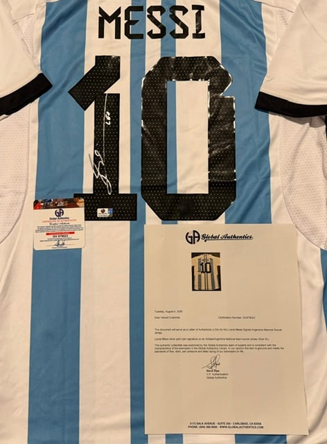 Lionel Messi Argentina Autographed 2022 Adidas FIFA World Cup Home Soccer Jersey LOA - 3