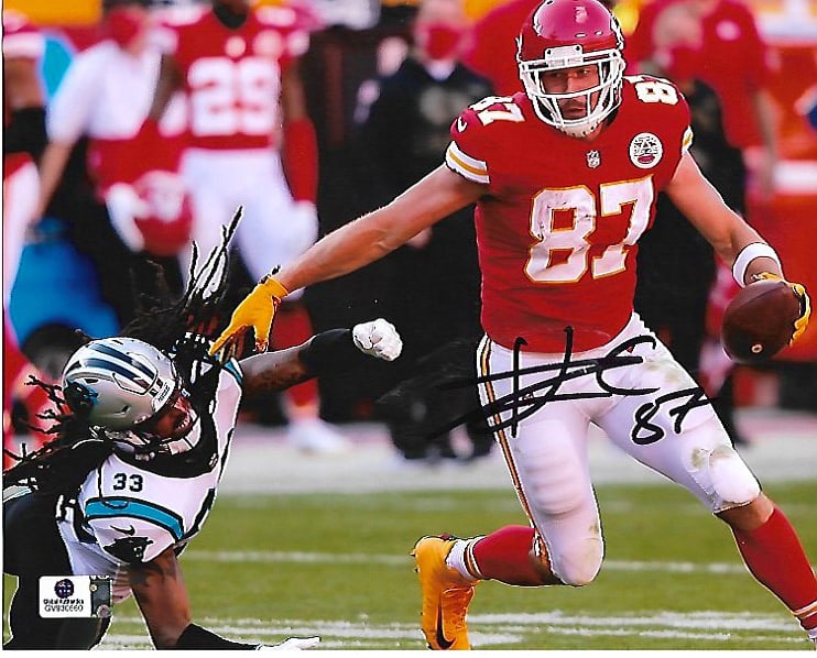 Travis Kelce Kansas City Chiefs Autographed 8x10 Photo coa: Travis Kelce Kansas City Chiefs Autographed 8x10 Photo w/GA coa- Autograph Location & coa # may vary