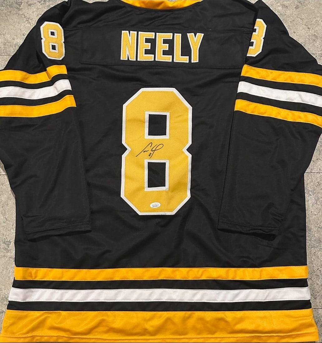 Cam Neely Boston Bruins Autographed Custom Hockey Jersey JSA coa: Cam Neely Boston Bruins Autographed Custom Hockey Jersey JSA Witnessed coa - Autograph Location & coa # may vary JERSEY SIZE EXTRA LARGE - CUSTOM JERSEY MEANS NO LOGOS, NO TEAM NAMES, & NO BRAND NAMES