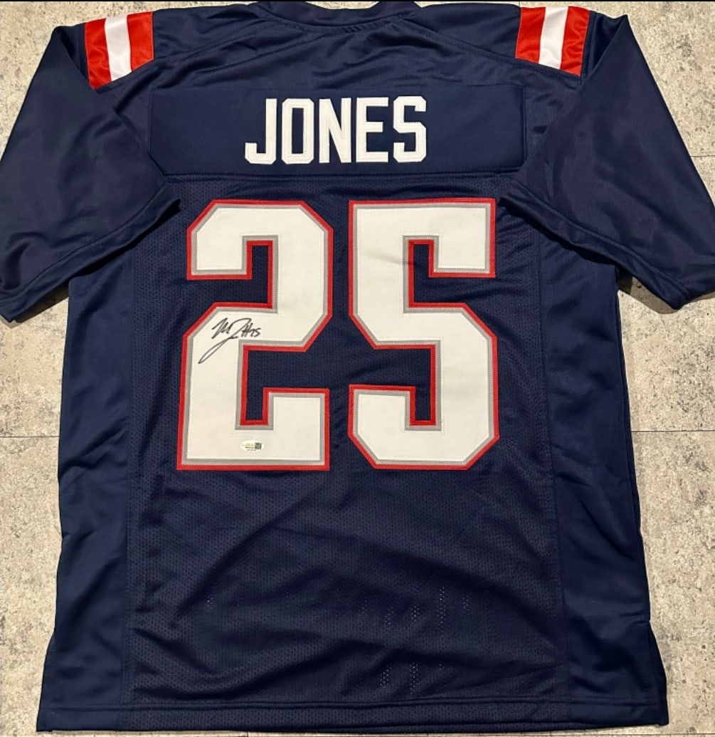 Marcus Jones New England Patriots Autographed Custom Football Jersey JSA Hologram: Marcus Jones New England Patriots Autographed Football Style Jersey JSA Witnessed Hologram - JERSEY SIZE EXTRA LARGE - CUSTOM JERSEY MEANS NO LOGOS, NO TEAM NAMES, & NO BRAND NAMES