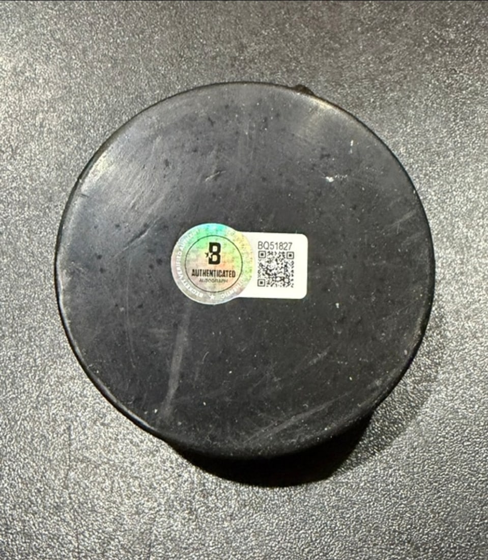 Doug Smith Author of The Goon Doug Glatt Autographed Hockey Puck Beckett Hologram - 2