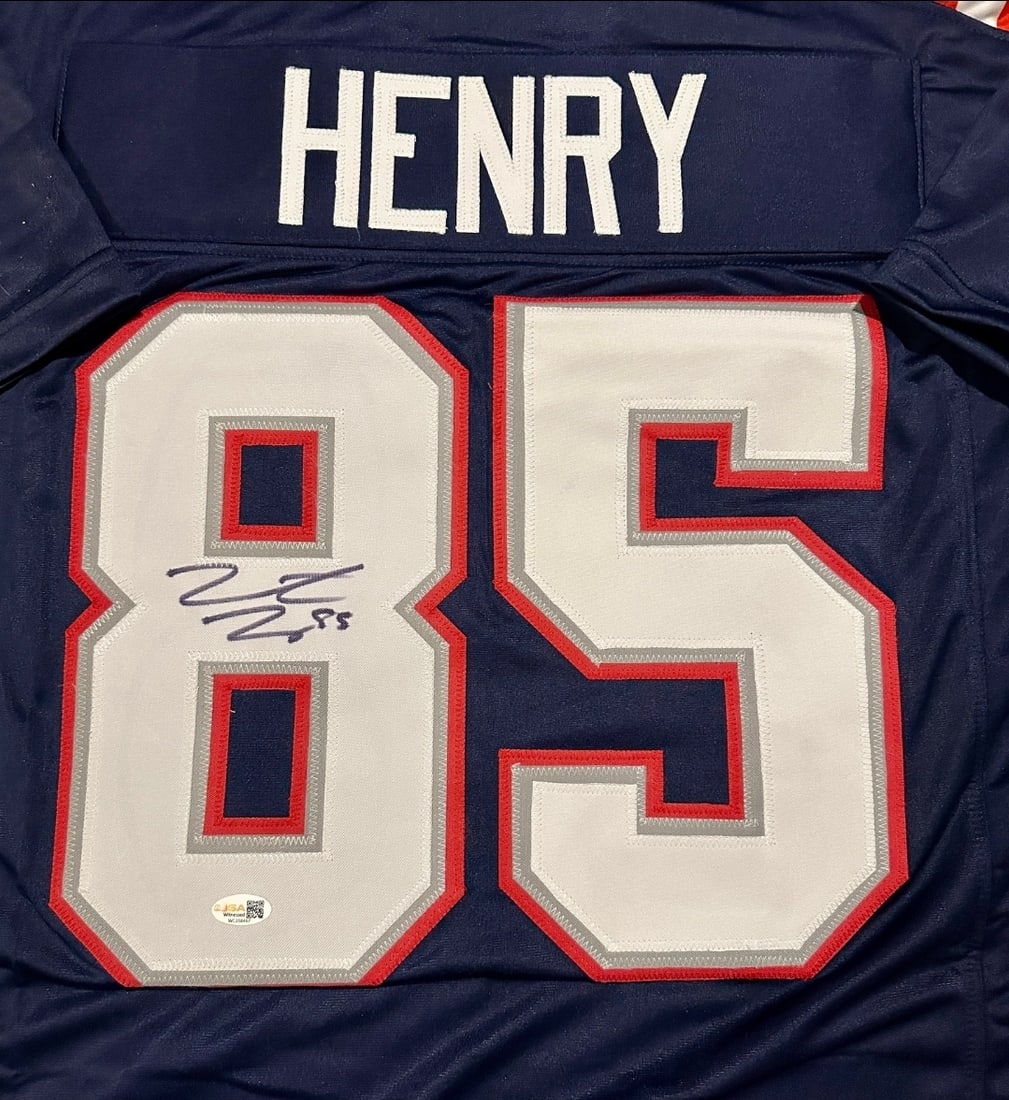 Hunter Henry New England Patriots Autographed Custom Football Jersey JSA Hologram - 2