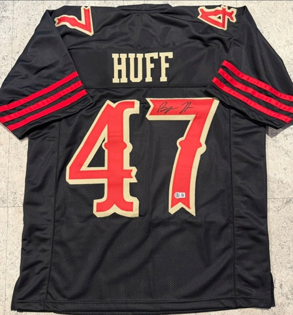 Bryce Huff San Francisco 49ers Autographed Custom Rivalry Black Football Jersey JSA Hologram: Bryce Huff San Francisco 49ers Autographed Custom Rivalry Black Football Jersey JSA Witnessed QR Hologram Included (THERE IS NO COA CARDS WITH QR CODE HOLGRAMS - SCAN QR CODE WITH CAMERA TO VERIFY