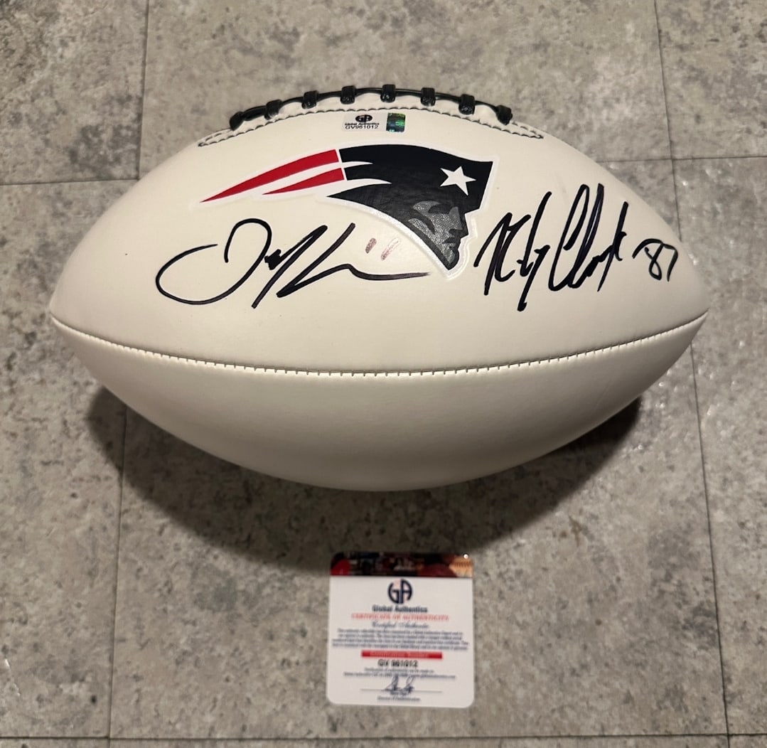 Julian Edelman & Rob Gronkowski New England Patriots Autographed Football coa - 2
