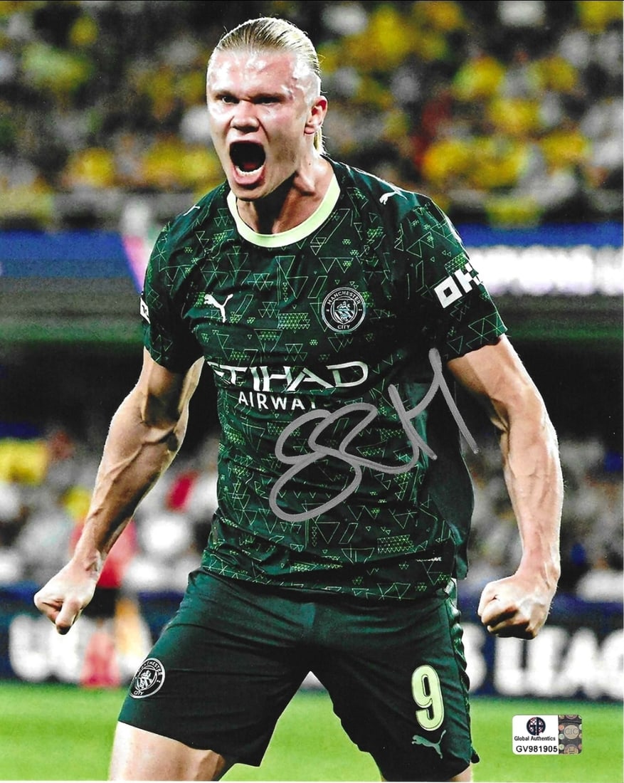Erling Haaland Manchester City Autographed 8x10 Photo coa: Erling Haaland Manchester City Autographed 8x10 Photo GA coa - Autograph Location & coa # may vary