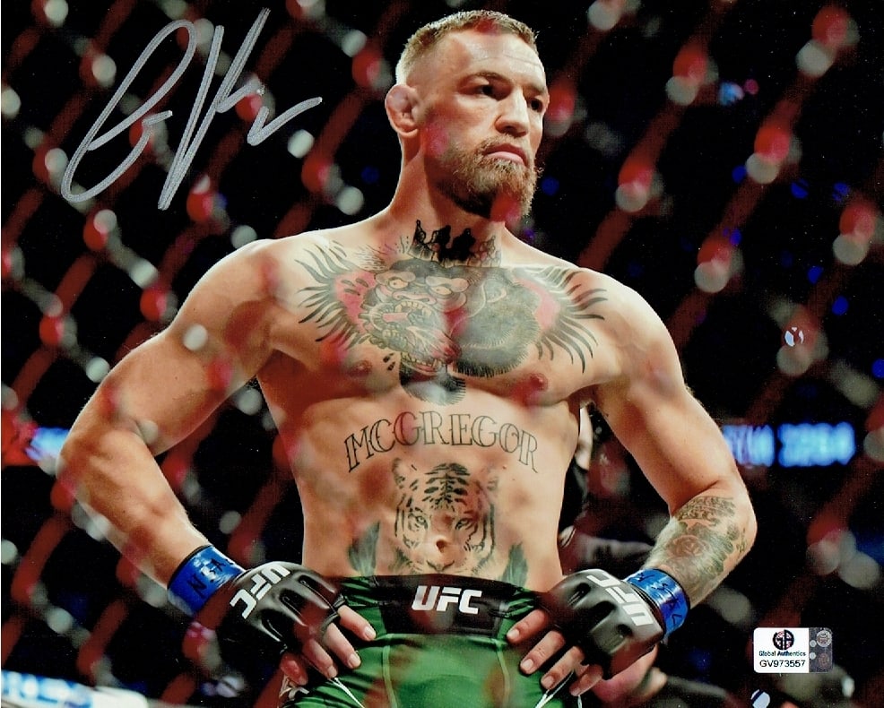 Conor McGregor UFC Autographed 8x10 Photo coa: Conor McGregor UFC Autographed 8x10 Pose Photo GA coa