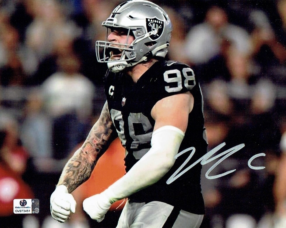 Maxx Crosby Las Vegas Raiders Autographed 8x10 Photo coa: Maxx Crosby Las Vegas Raiders Autographed 8x10 Photo GA coa