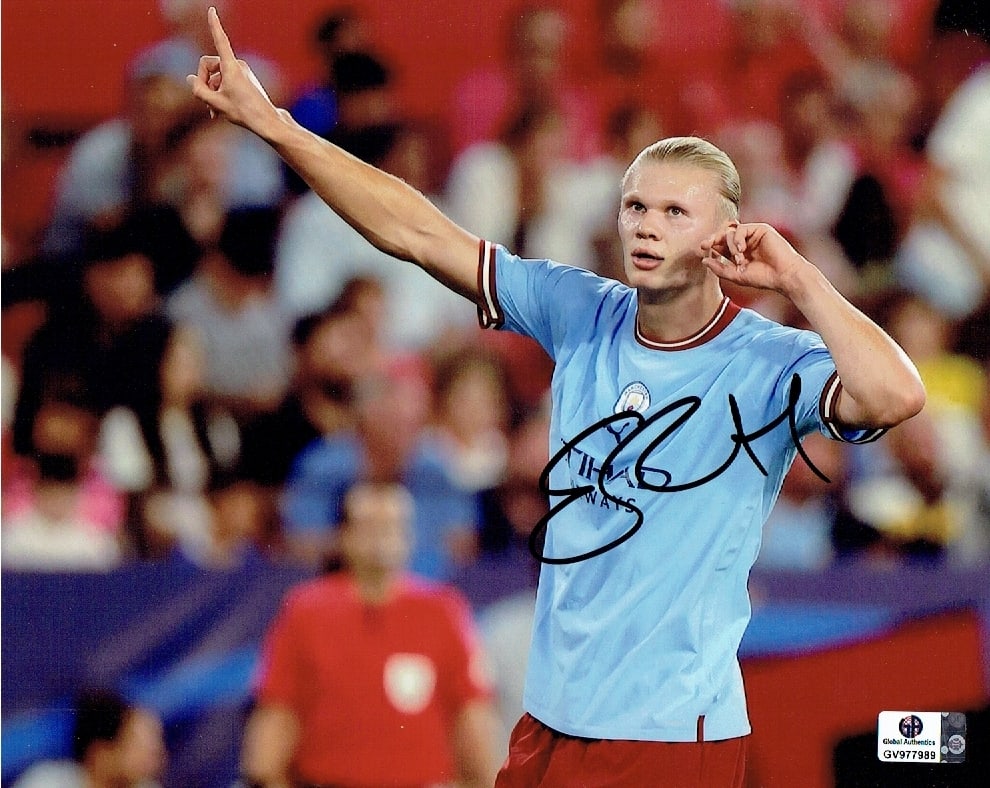 Erling Haaland Manchester City Autographed 8x10 Photo coa: Erling Haaland Manchester City Autographed 8x10 Photo GA coa