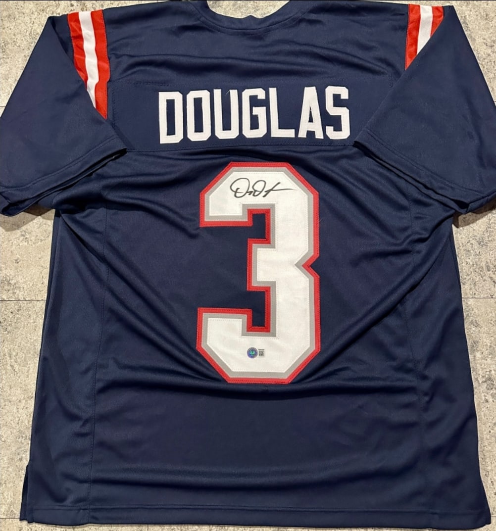 DeMario Douglas New England Patriots Autographed Custom Football Jersey JSA Hologram: DeMario Douglas New England Patriots Autographed Custom Football Jersey JSA Witnessed QR Hologram Included (THERE IS NO COA CARDS WITH QR CODE HOLGRAMS - SCAN QR CODE WITH CAMERA TO VERIFY