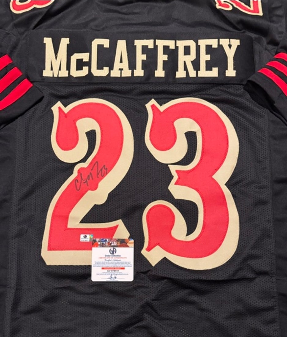 Christian McCaffery San Francisco 49ers Autographed Custom Rivalry Football Jersey coa - 2