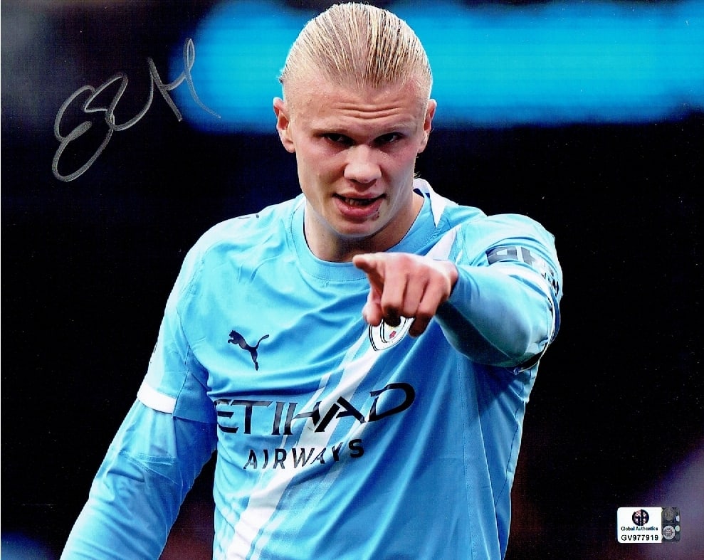 Erling Haaland Manchester City Autographed 8x10 Photo coa: Erling Haaland Manchester City Autographed 8x10 Photo GA coa