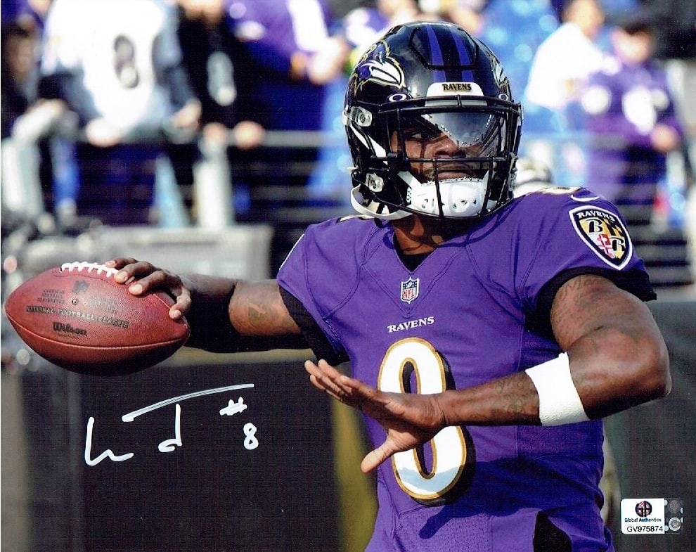 Lamar Jackson Baltimore Ravens Autographed 8x10 Photo coa: Lamar Jackson Baltimore Ravens Autographed 8x10 Photo GA coa