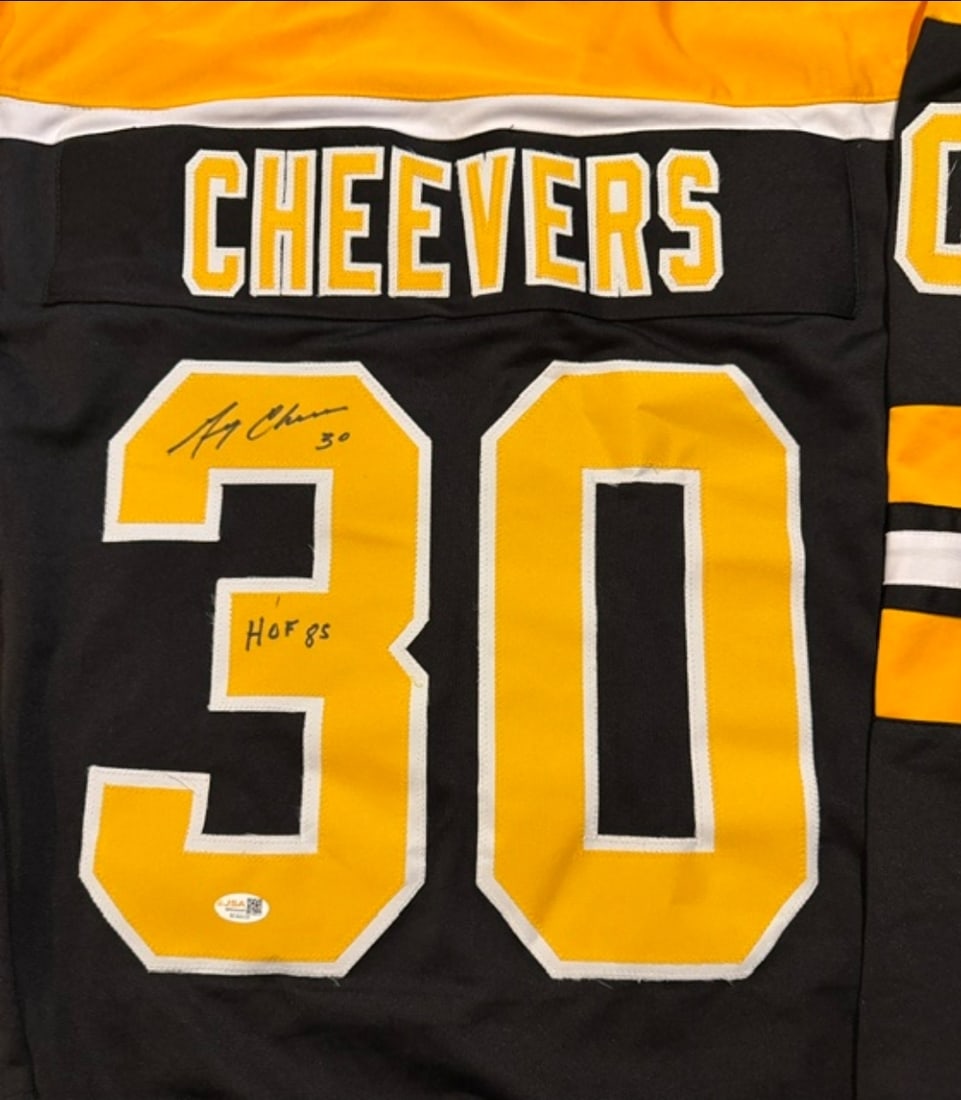 Gerry Cheevers Boston Bruins Autographed & Insc Custom Hockey Jersey JSA Hologram - 2