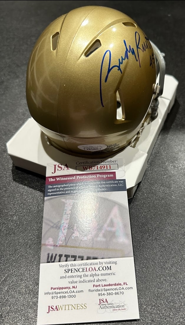 Rudy Ruettiger Notre Dame Fighting Irish Autographed Riddell Mini Helmet coa - 2