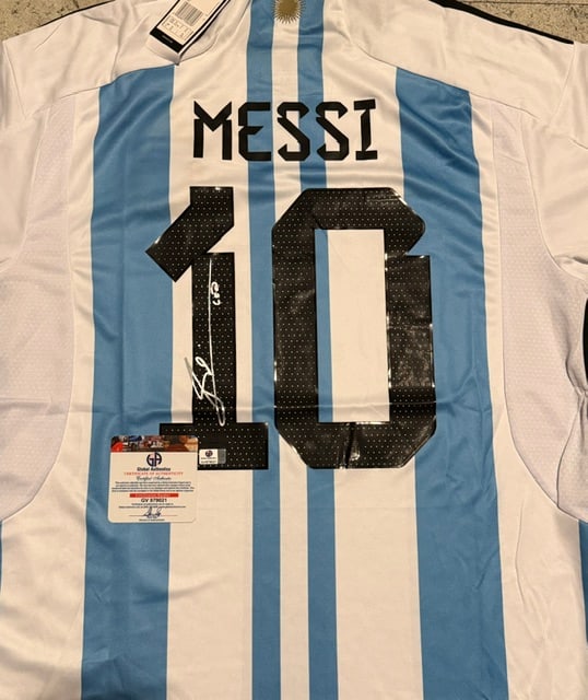 Lionel Messi Argentina Autographed 2022 Adidas FIFA World Cup Home Soccer Jersey LOA - 2