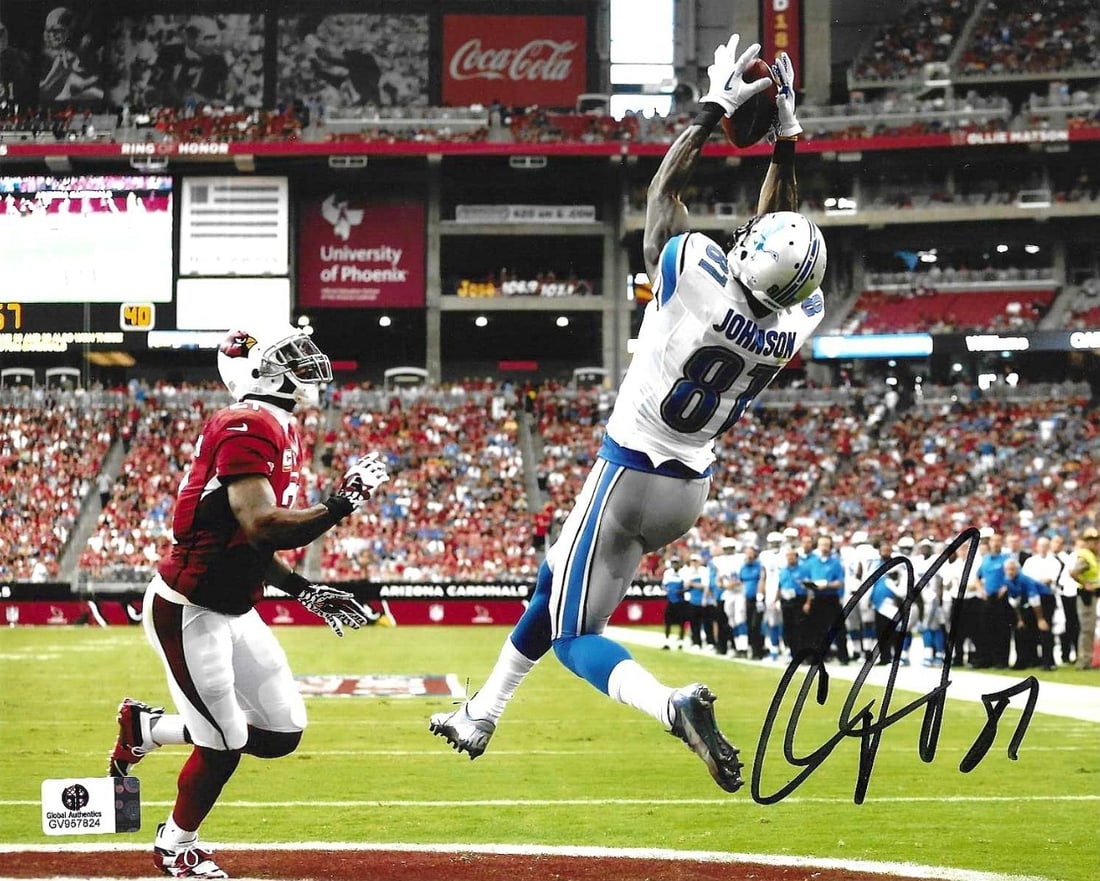 Calvin Johnson Detroit Lions Autographed 8x10 Photo coa: Calvin Johnson Detroit Lions Autographed 8x10 Photo GA coa - Autograph Location & coa # may vary