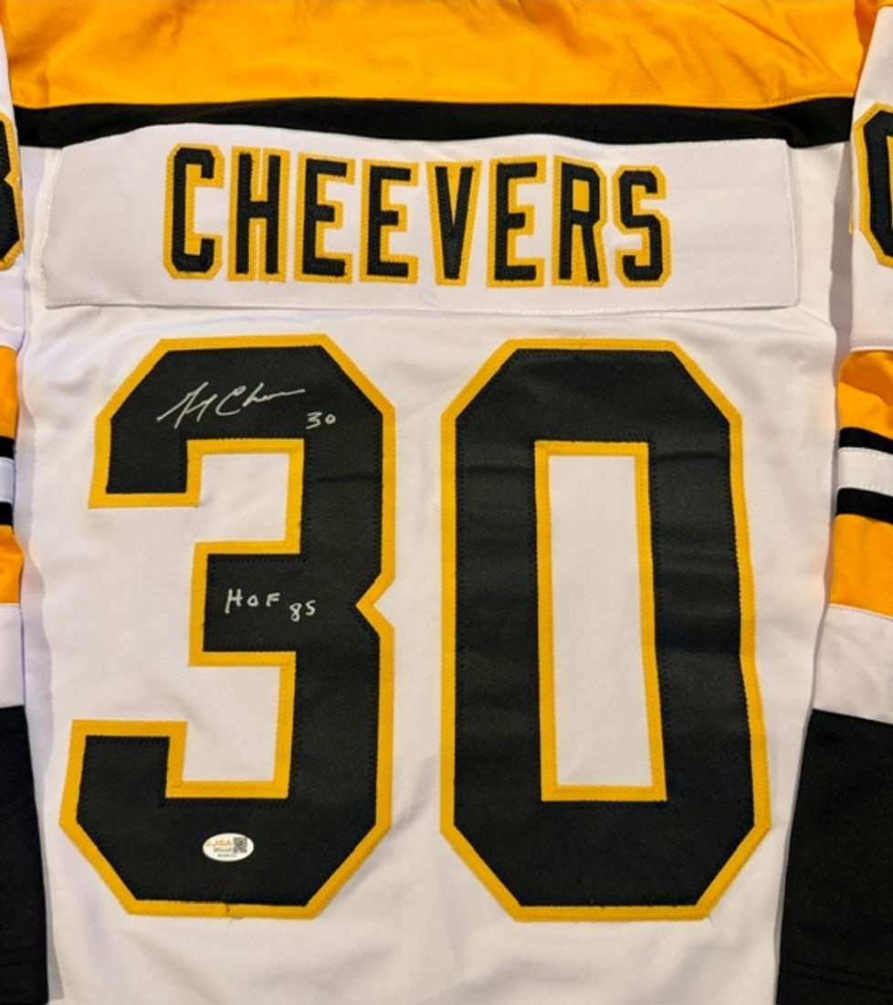 Gerry Cheevers Boston Bruins Autographed & Insc Custom Hockey Jersey JSA Hologram - 2