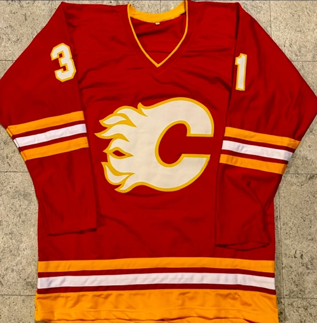 Reggie Lemelin Calgary Flames Autographed Custom Hockey Jersey JSA Hologram - 3