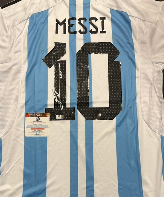Lionel Messi Argentina Autographed 2022 Adidas FIFA World Cup Home Soccer Jersey LOA - 2