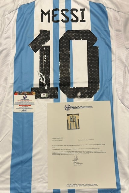 Lionel Messi Argentina Autographed 2022 Adidas FIFA World Cup Home Soccer Jersey LOA - 3