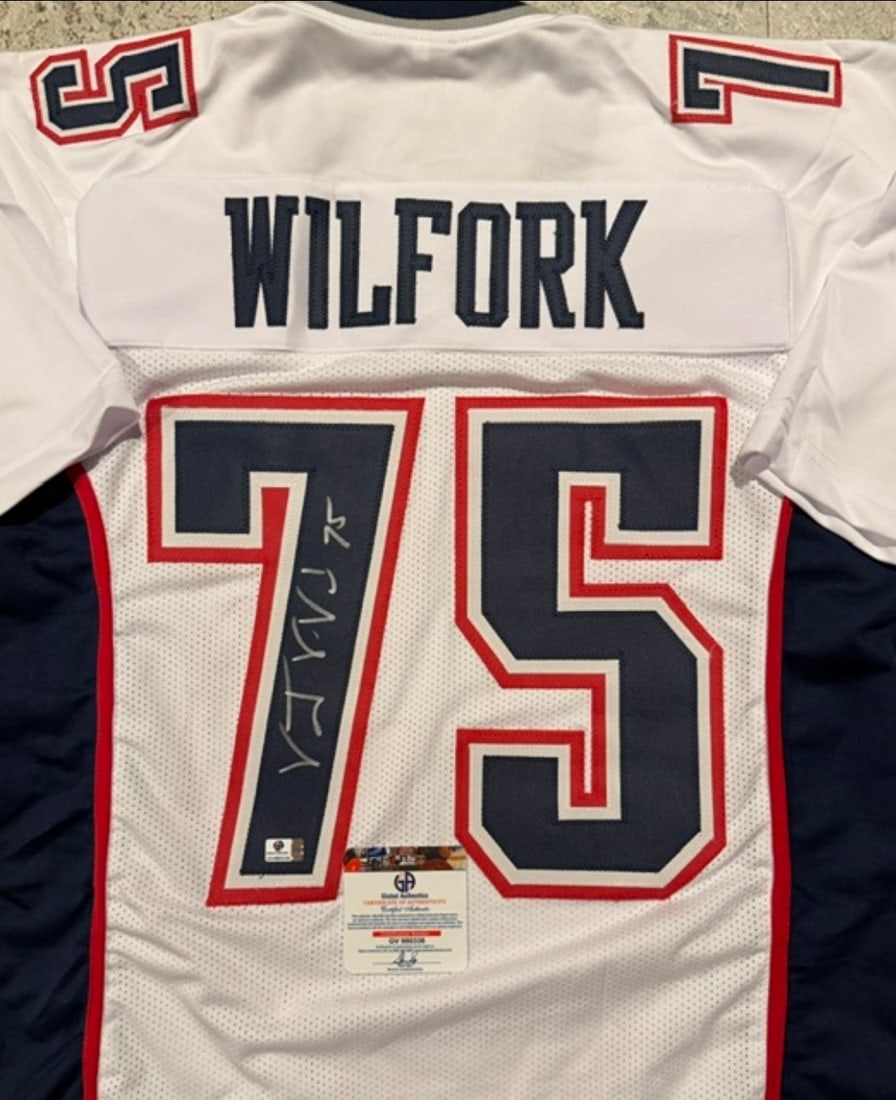 Vince Wilfork New England Patriots Autographed Custom Football Jersey coa - 2