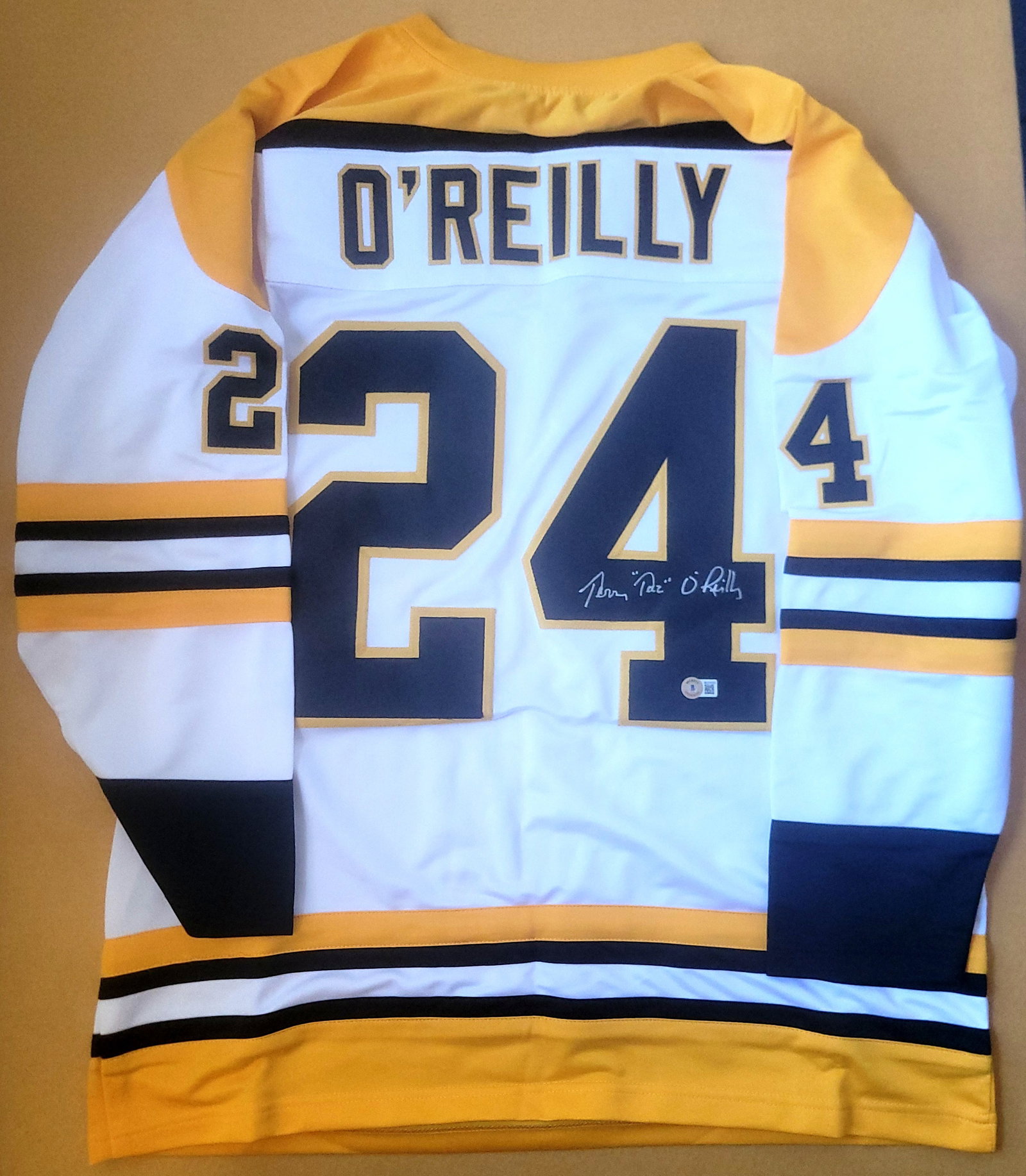Terry O'Reilly Boston Bruins Autographed & Ins Custom Hockey Jersey Beckett Hologram: Terry O'Reilly Boston Bruins Autographed & Inscribed "TAZ" Custom Hockey Jersey Beckett QR HOLOGRAM (THERE IS NO COA CARDS WITH QR CODE HOLGRAMS - SCAN QR CODE WITH CAMERA TO VERIFY AUTHENTICITY) - Au
