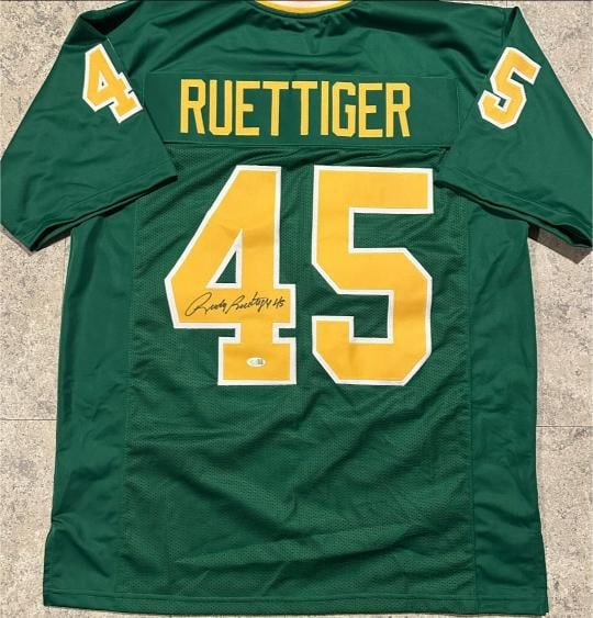Rudy Ruettiger Notre Dame Fighting Irish Autographed Custom Football Jersey JSA Hologram: Rudy Ruettiger Notre Dame Fighting Irish Autographed Custom Football Jersey JSA Witnessed QR Hologram Included (THERE IS NO COA CARDS WITH QR CODE HOLGRAMS - SCAN QR CODE WITH CAMERA TO VERIFY