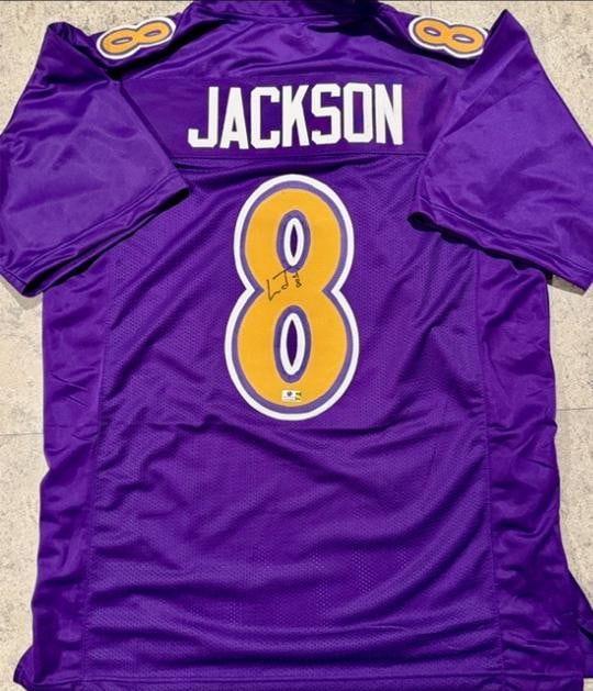 Lamar Jackson Baltimore Ravens Autographed Custom Football Jersey coa: Lamar Jackson Baltimore Ravens Autographed Custom Football Football Jersey GA coa - Autograph Location & coa # may vary JERSEY SIZE EXTRA LARGE - CUSTOM JERSEY MEANS NO LOGOS, NO TEAM NAMES, & NO