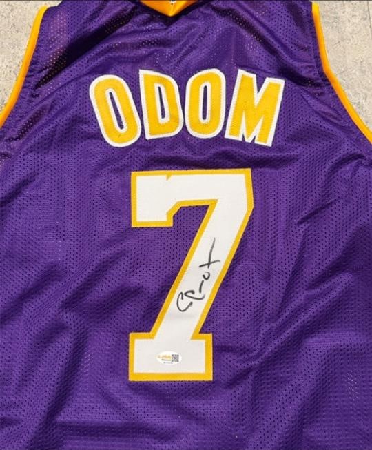 Lamar Odom Los Angeles Lakers Autographed Custom Basketball Style Jersey JSA Hologram - 2