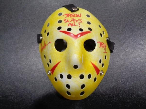 Ari Lehman JASON Friday the 13th Autographed & Inscribed Yellow Mask JSA coa: Ari Lehman JASON Friday the 13th Autographed & Inscribed "JASON 1" & "JAYSON SLAY ALL!" Yellow Mask JSA WITNESSED coa - Autograph Location & coa # may vary