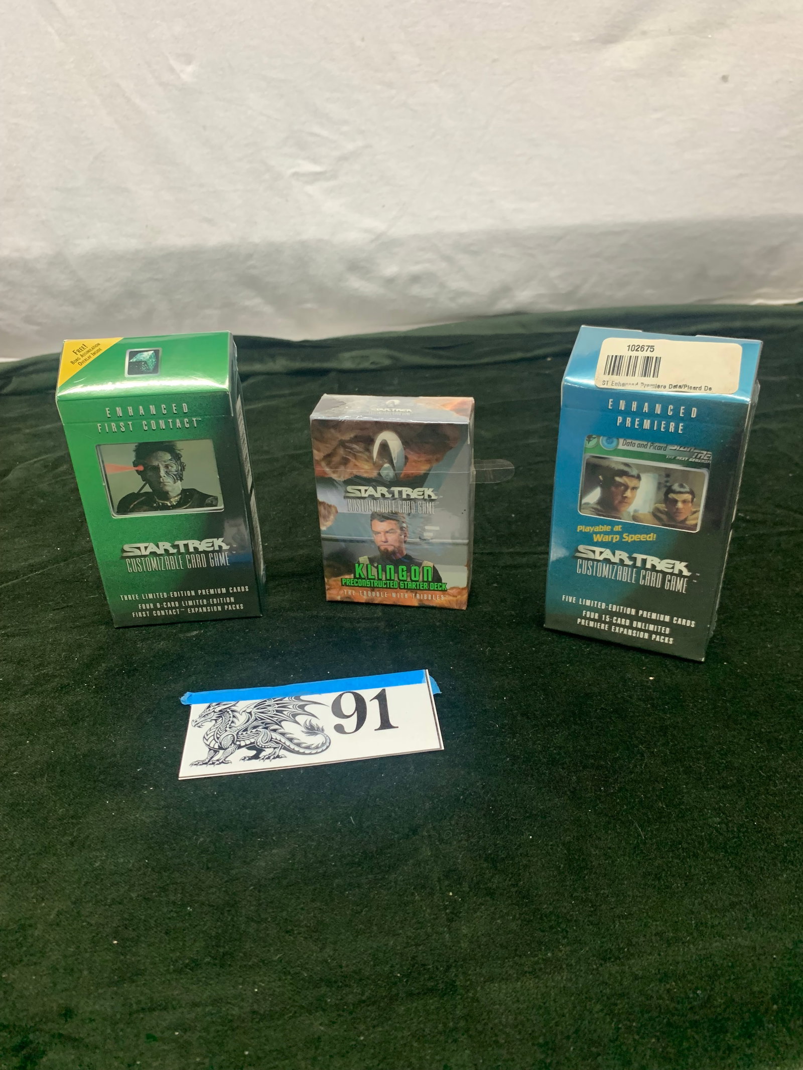 3x Star Trek CCG Expansion Packs: Estimated Value: 5 - 1000. Enhanced First Contact, Klingon, Enhanced Premiere, Item Dimensions: 5x4x5in, Item Weight: 1lb