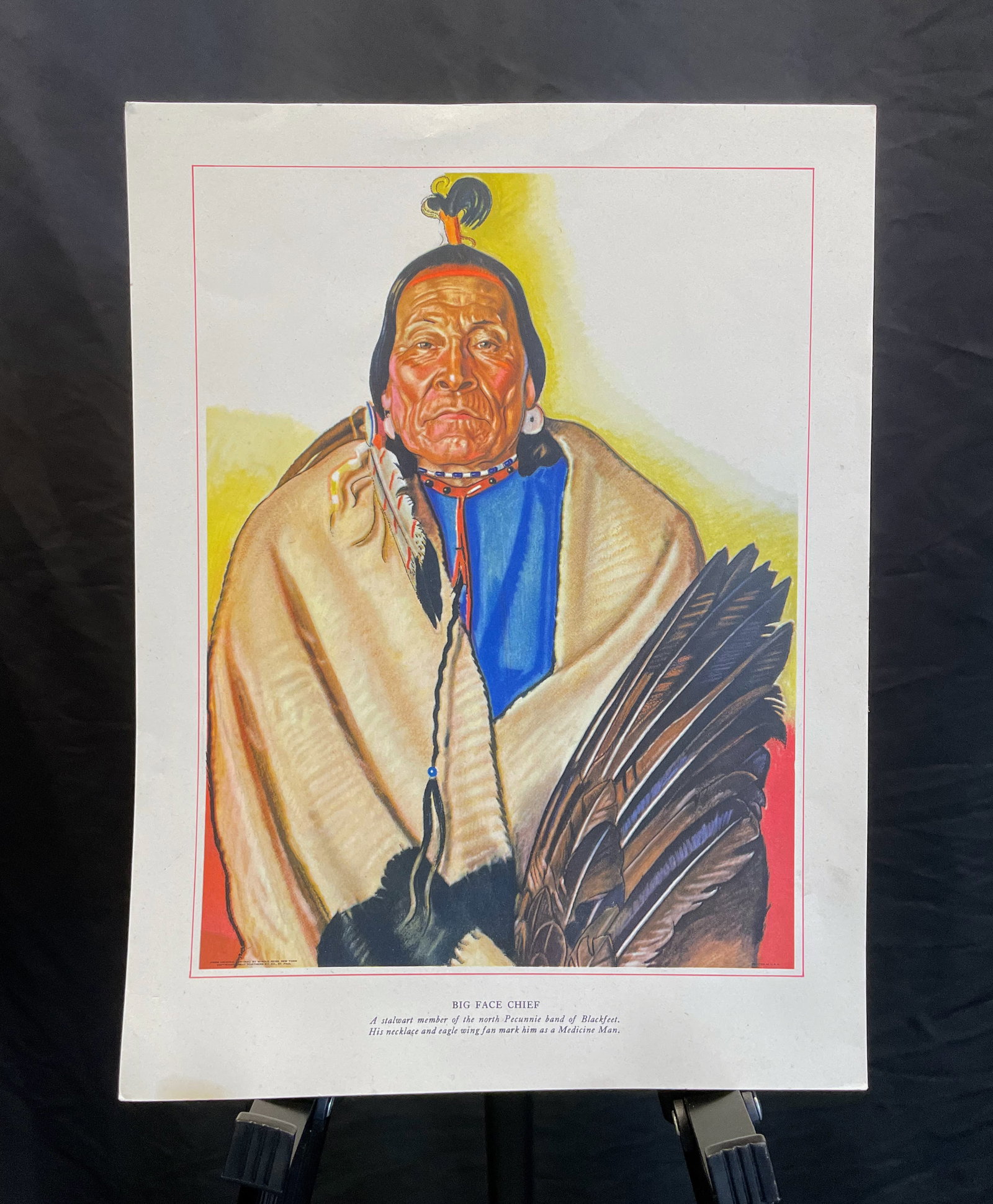 (Group of 4 prints) Blackfeet Indians of Glacier National Park by Winold Reiss: This powerful and visually arresting lot features four prints from the renowned series The Blackfeet Indians of Glacier National Park by celebrated portraitist Winold Reiss. Commissioned by the Great 