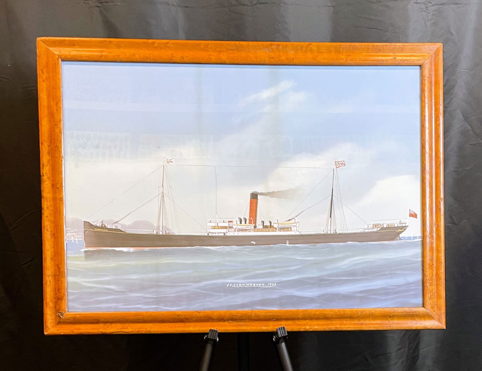 Original Vintage Maritime Watercolor S.S. Clenmorven, 1903 - Antonio De Simone (1 of 2)