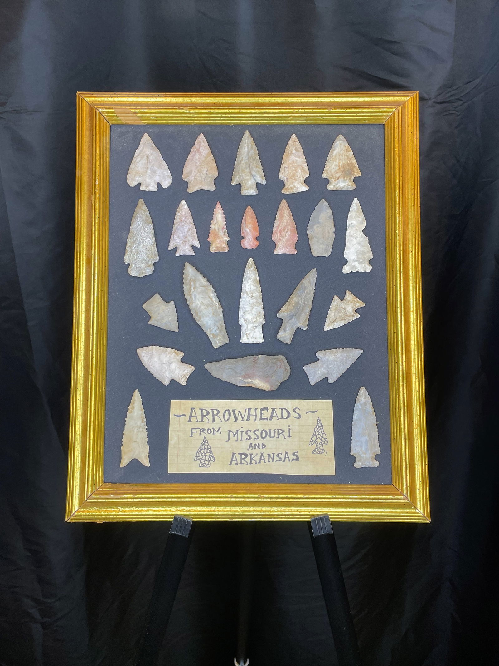 Frame of Arrowheads from Missouri and Arkansas (1 of 3)
