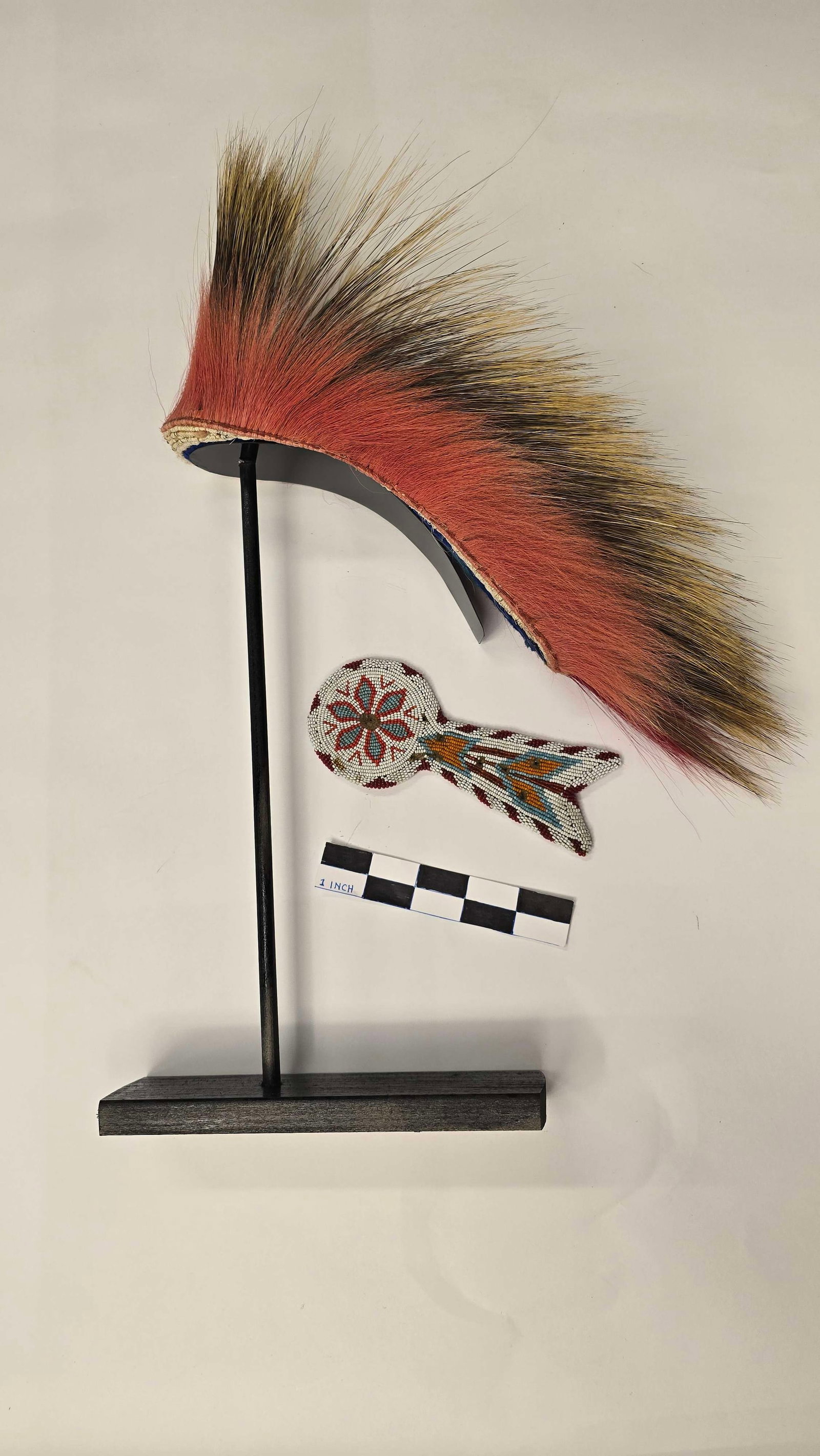Porcupine Hair Roach with Beaded Spreader, post 1900 (1 of 2)