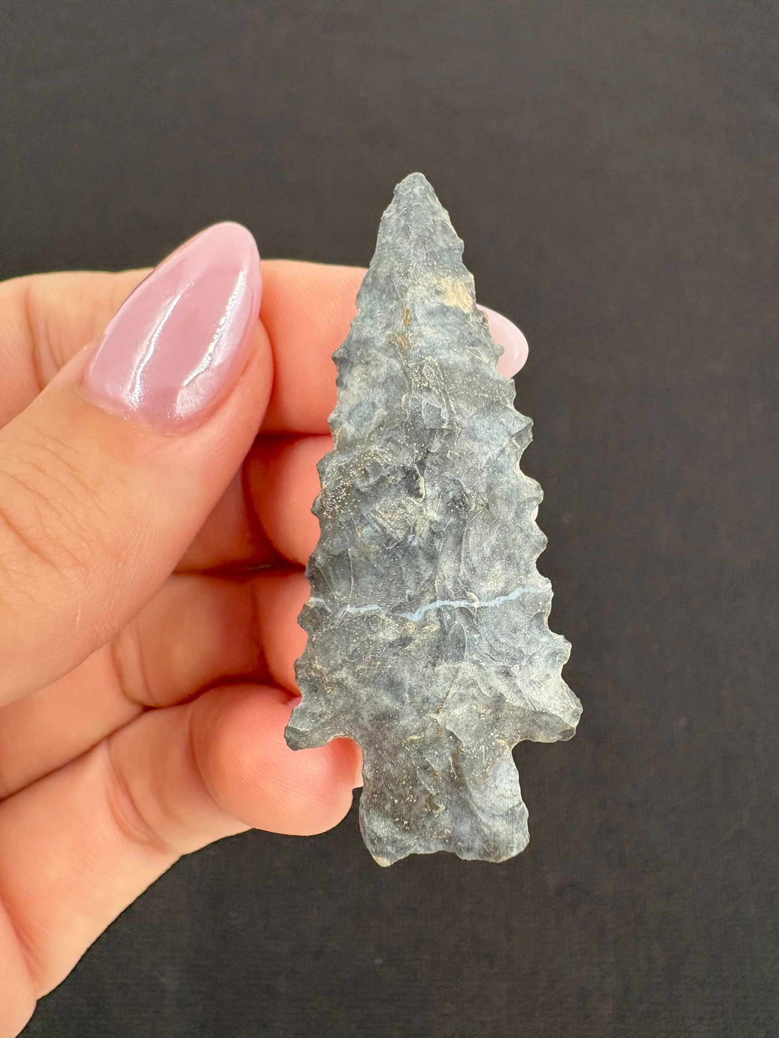 Kirk (Blue/Black Coshocton Chert - OH), 2 1/16" x 7/8" - Dwain Rogers COA included (1 of 4)