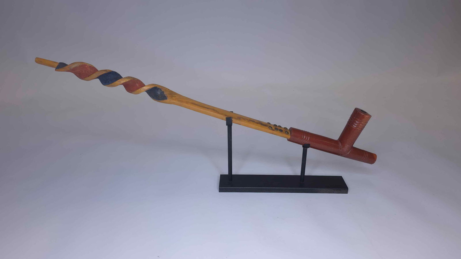 Catlinite Pipe and Carved Wooden Stem, pre-1900 (1 of 8)