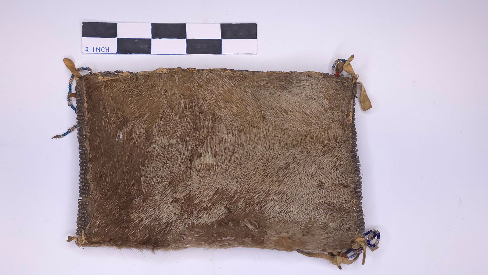 Primitive Hide Pouch w/Beadwork, pre-1900 (1 of 2)