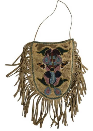 Antique Sioux Native American Beaded Hide Tobacco Bag