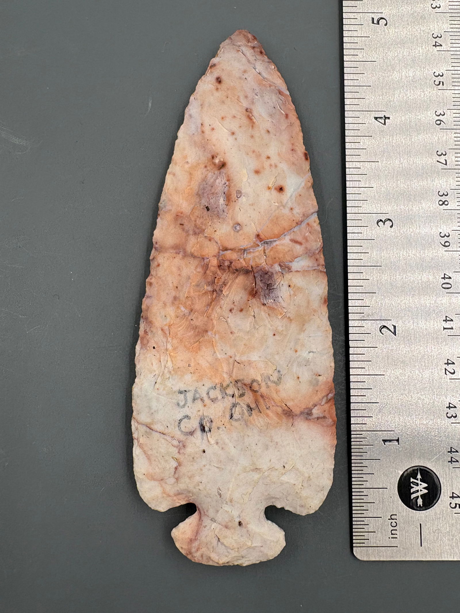 Dovetail (White/Pink Chert, Midwest) - 4 13/16" - Rogers COA (1 of 5)