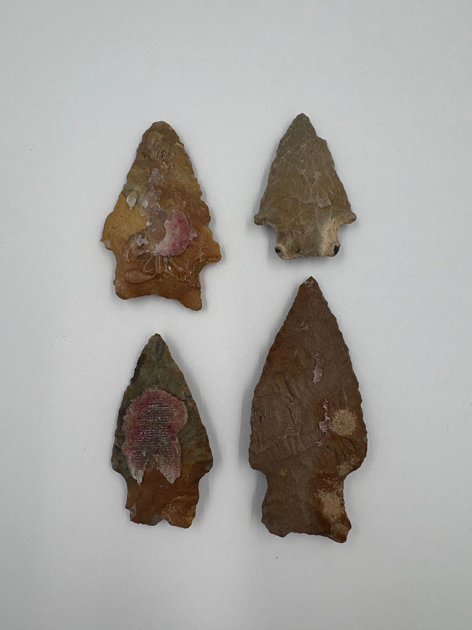 4 River-tumbled Arrowheads - 2